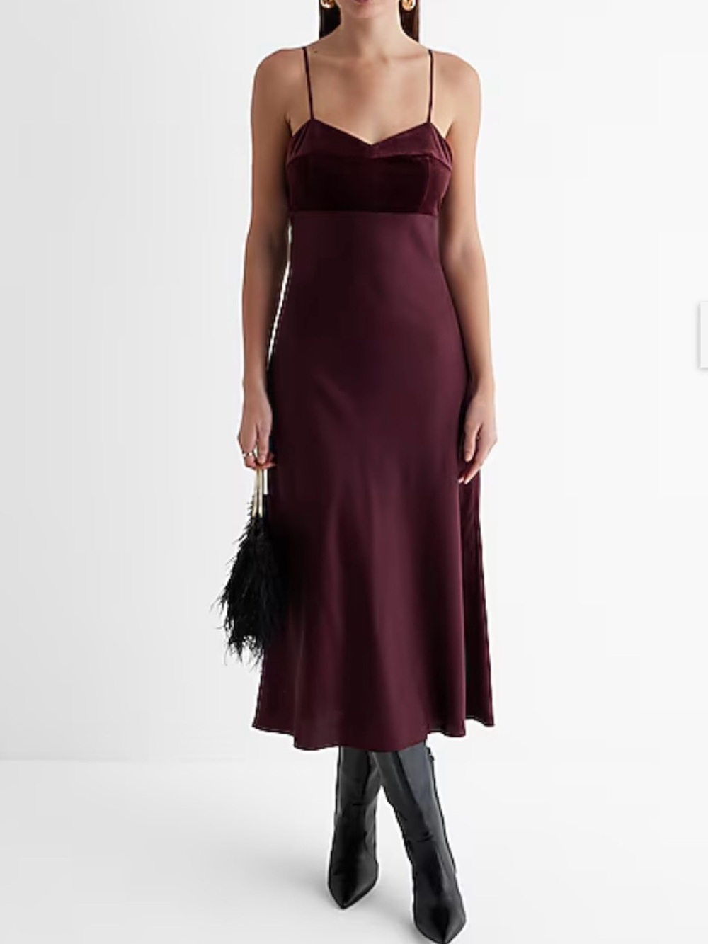 Spaghetti Strap express Burgundy Slip Midi Dress size small